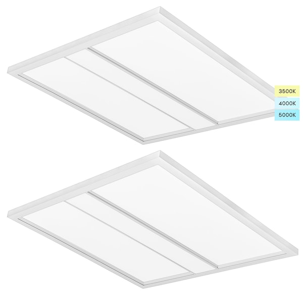 Luxrite 2x2 FT Troffer LED Panel Lights 3CCT 3500K-5000K 25/30/35W Up to 3850LM 0-10V Dimmable DLC UL, 2PK LR25705-2PK - main